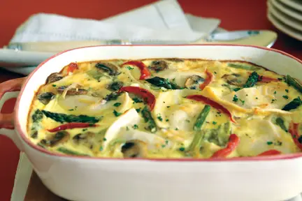 crustless quiche with vegetables and pierogies