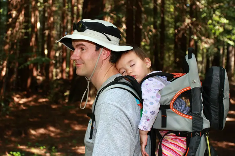 dad and baby hiking