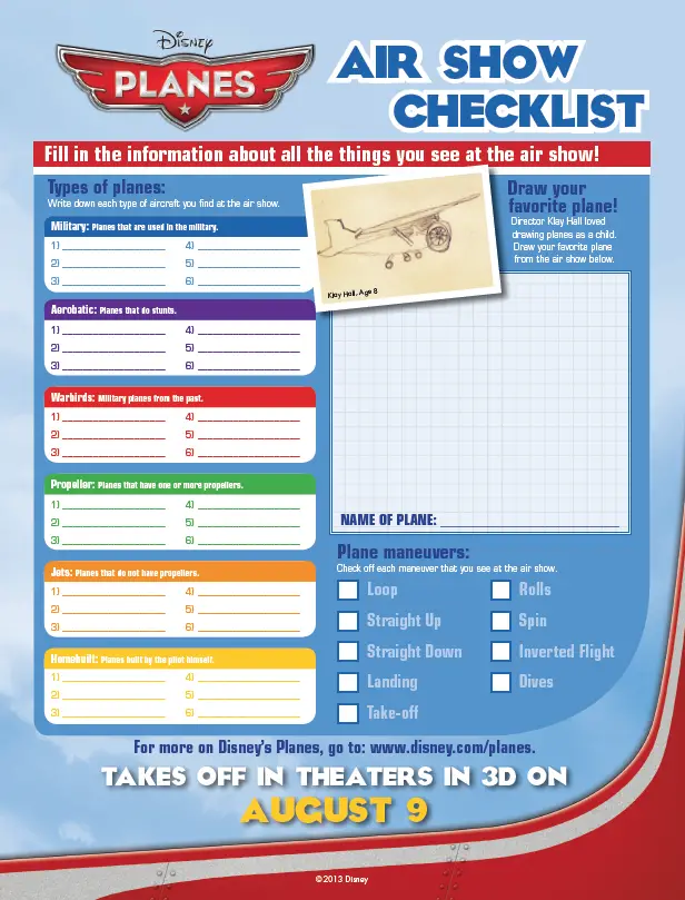 Disney Air Show Checklist