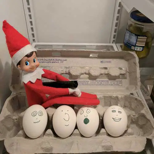 elf on the shelf in fridge