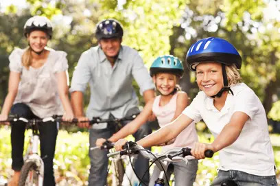 family biking