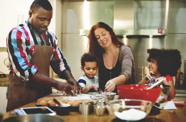 family cooking together