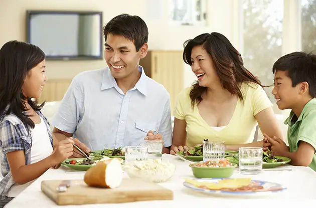 family eating dinner