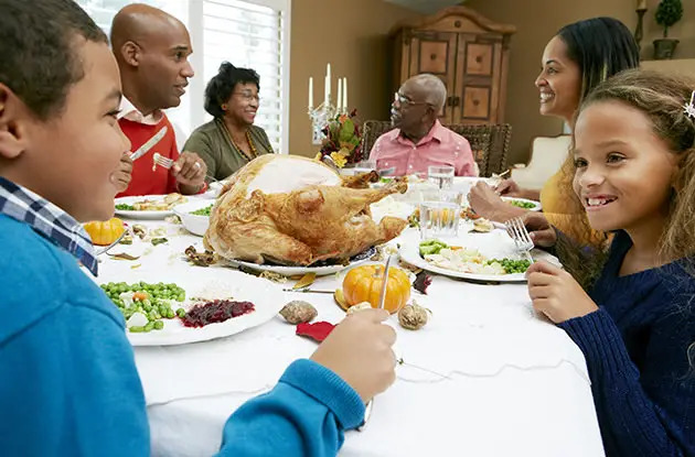 family eating thanksgiving dinner