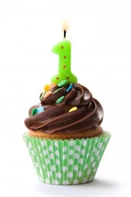 first birthday cupcake lit candle
