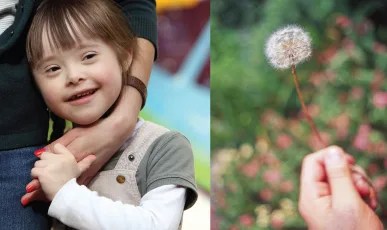 Girl and dandelion