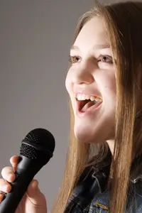 generic girl singer; singing karaoke