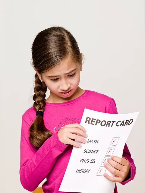 girl with failing report card