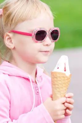 Little Girl With Sunglasses And Ice Cream