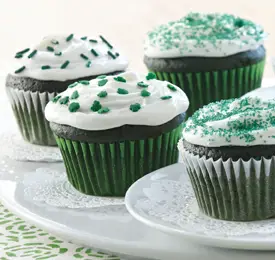 green velvet cupcakes with mint frosting