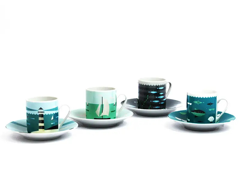 artsy modern nautical seaside espresso set