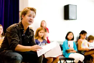 Jason Earles teaches Hannah Montana acting class to nyc students