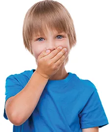 kid covering mouth with hand