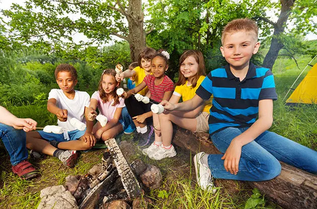 kids roasting marshmallows