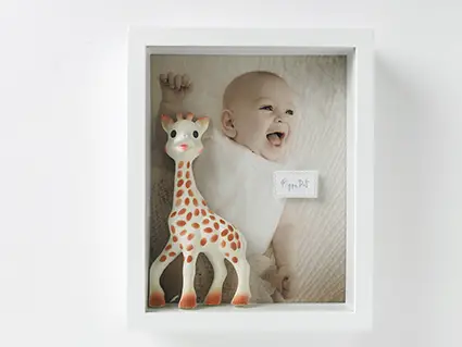 baby with giraffe scrapbox