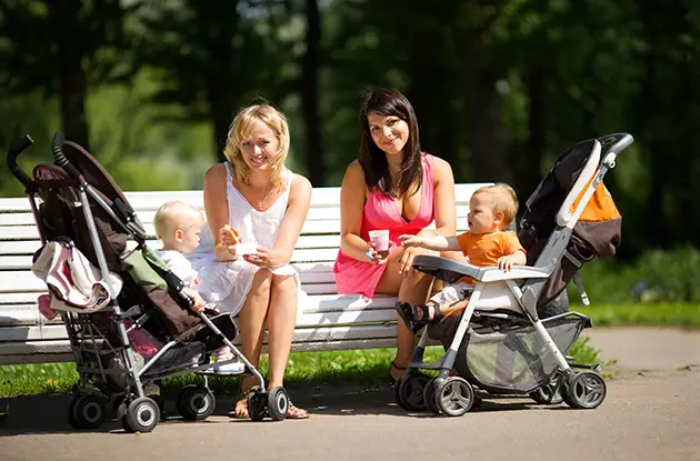 mothers with babies at park