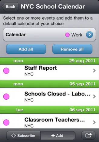 NYC School Calendar App