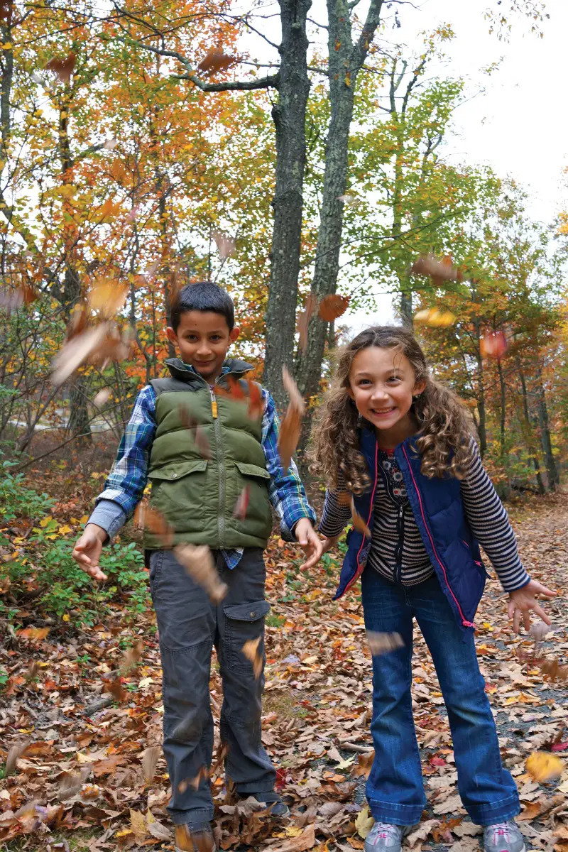 nigel barker's son and daughter outside in the fall