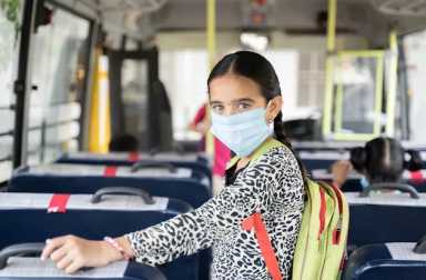 Portrait,Of,Girl,Kid,Student,In,Medical,Mask,Inside,The