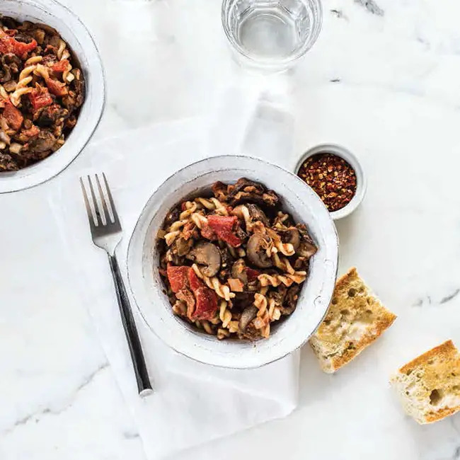 Fusilli Lentil-Mushroom Bolognese