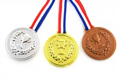 gold, silver, bronze medals