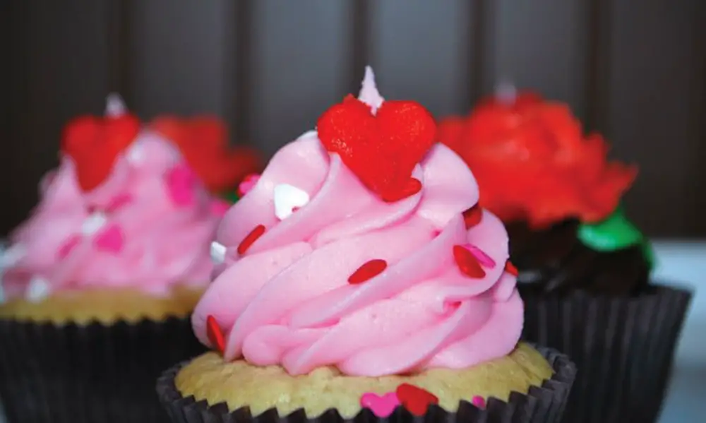 pink cupcake for Valentine's Day