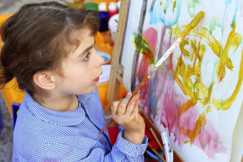 preschool girl painting