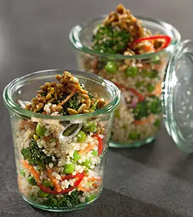 quinoa salad with curry sunflower seeds