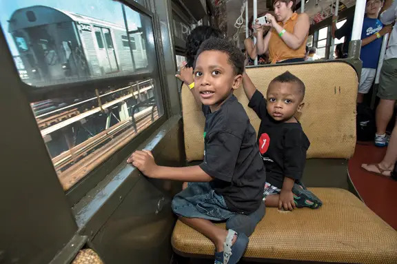 nostalgia ride to coney island on r1 subway car