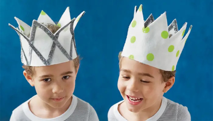 boy wearing reversible felt crown