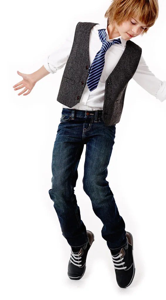 Courtesy Ruum boy vest, tie, pants from Ruum