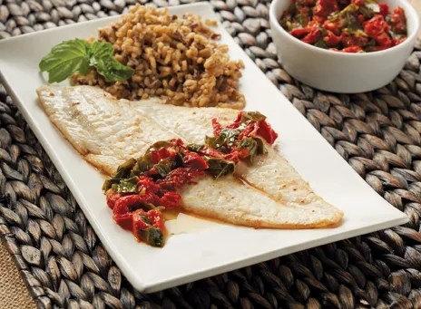 sole with basil and sun-dried tomatoes