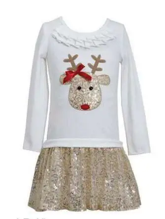 sparkly reindeer dress with ruffles