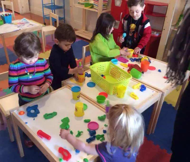 kids playing with play-doh