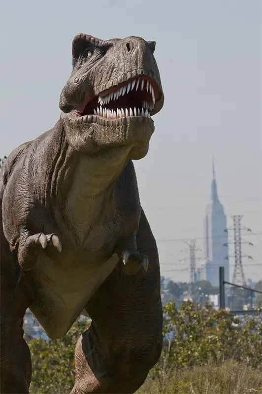 t-rex at field station dinosaurs near nyc