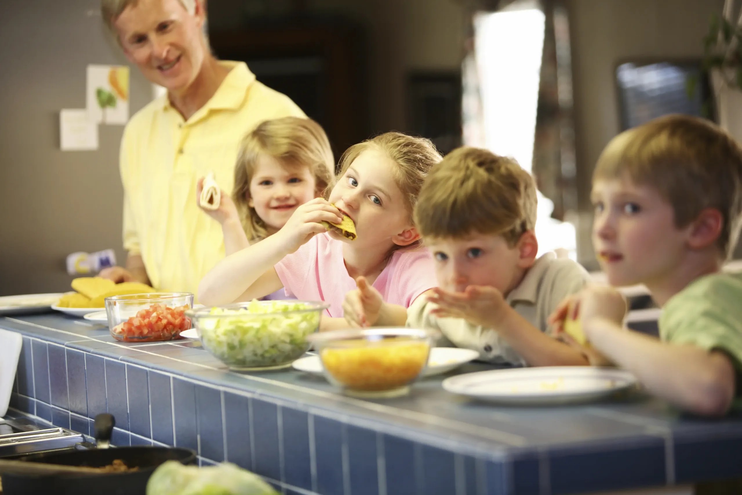 family eating tacos