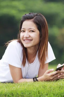 teen girl on cellphone