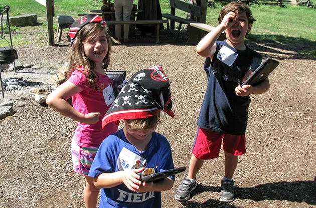 three young children at pirate quest in sleepy hollow