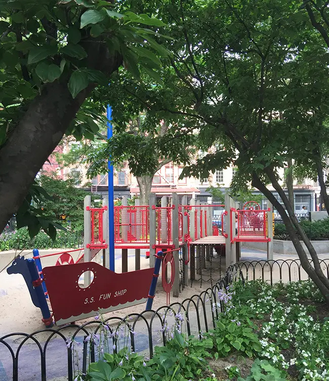 ship shaped play area in Washington Market Park