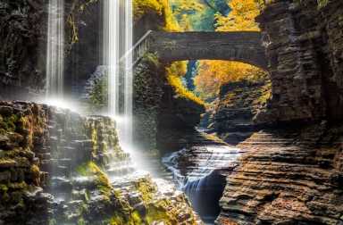 Watkins,Glen,State,Park,Waterfall,Canyon,In,Upstate,New,York