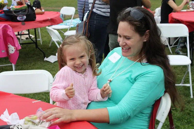 mother and daughter at playbright event