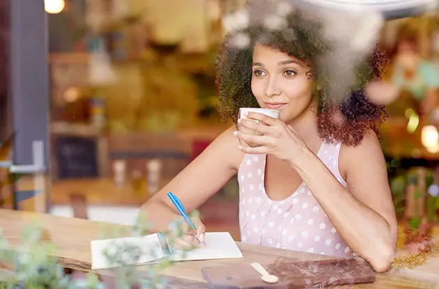 woman drinking coffee