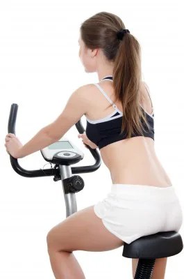 woman on stationary bike