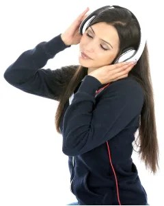 woman with headphones