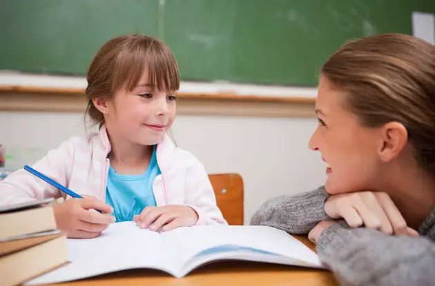 young girl with tutor