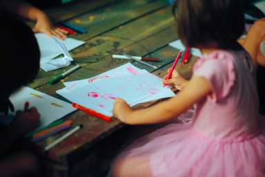 Kids ready to illustrate some creative ideas at a workshop, summer rising