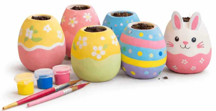painted egg planters