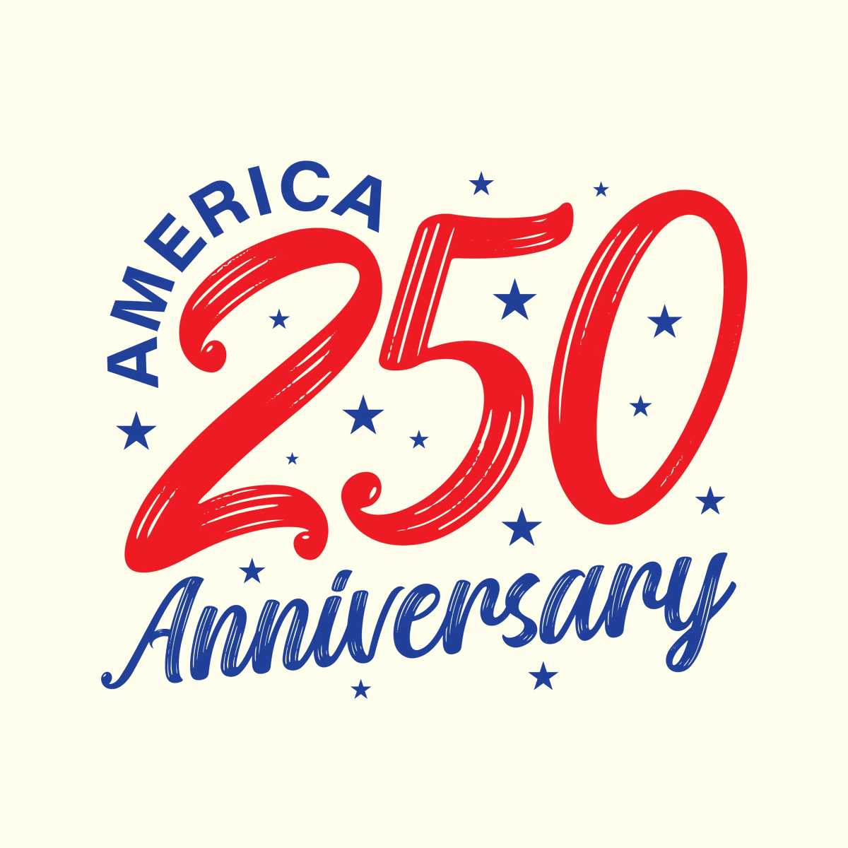 the numbers 250 celebrating America's Birthday