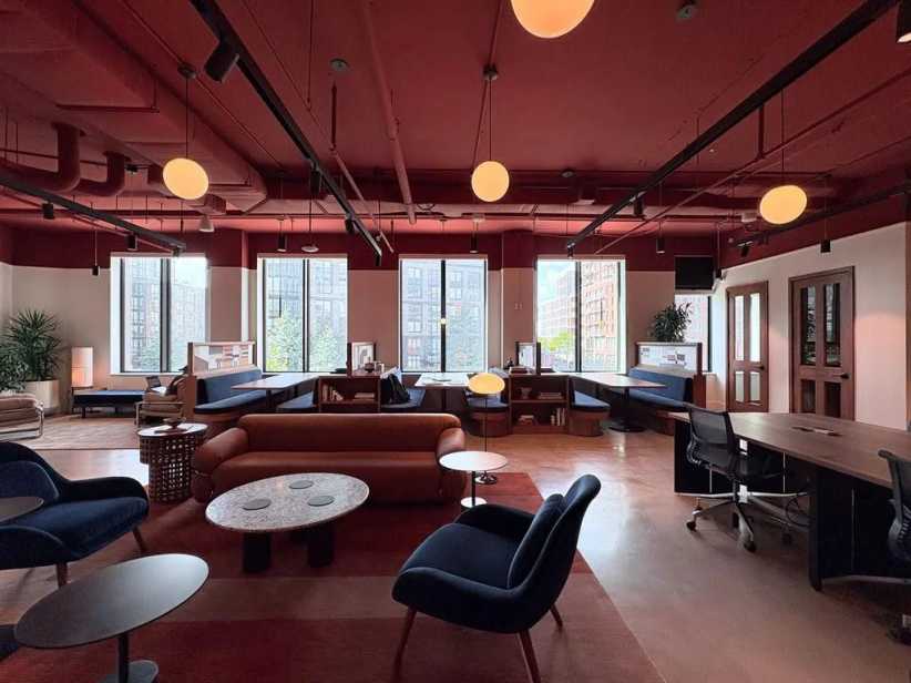 The Shop Workspace at 420 Carroll Street, which offers all the necessities of a traditional office, and then some. 