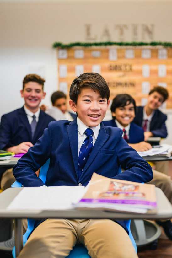 a middle school boy in the classroom